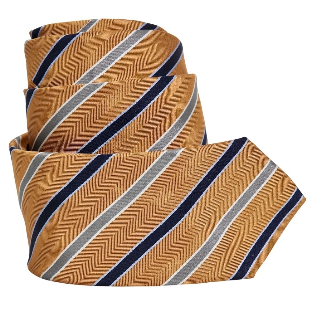 Jos. A. Bank Heritage Collection Men's‎ Silk Necktie Gold Blue Striped  Italy